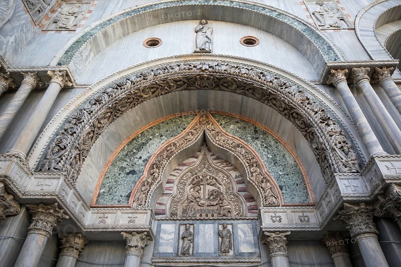 Tympanum, St Mark's Basilica, Venice, Italy, Europe