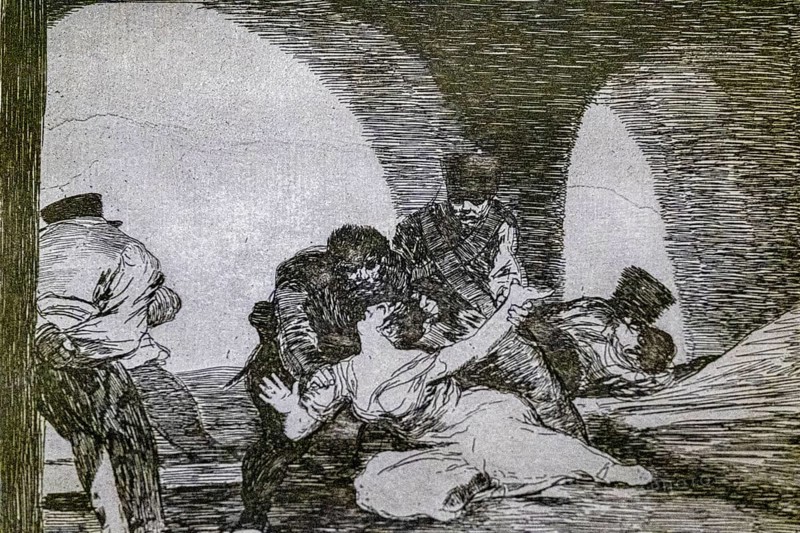 The disasters of war, no. 13: Bitter presence, 1810 -1814, Francisco de Goya, first printing of 1863, made by the Royal Academy of Fine Arts of San Fernando of Madrid, convent of San Francisco, Santo Domingo de la Calzada, La Rioja, Spain, Europe