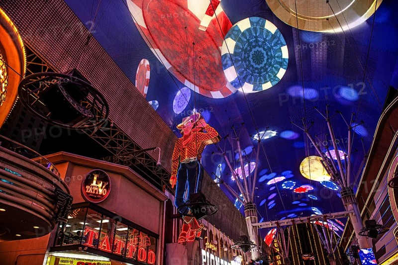 Vegas Vic-Cowboy and Freemont Street Experience Light Show, Las Vegas, Nevada, USA, North America
