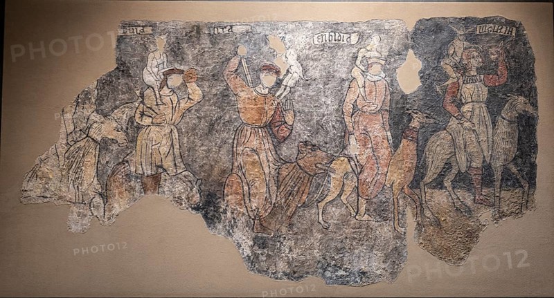 Seven deadly sins, Sieso wall paintings, 16th century, fresco torn off and transferred to canvas, come from the church of San Miguel Arcangel in Sieso, Diocesan Museum of Jaca, Huesca, Spain, Europe