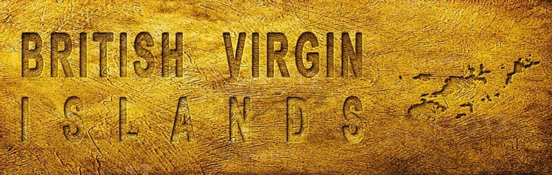 Virgin Islands British Map and Text on Grunge Gold Texture