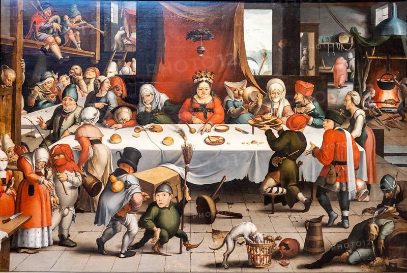 Jan Mandijn, Burlesque Feast, 1550, oil on oak panel, Museo de Bellas Artes, Bilbao, Spain, Europe