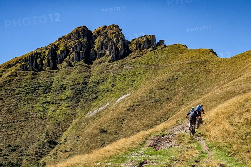 Cycling scene in the alps of Intelvi Valley
