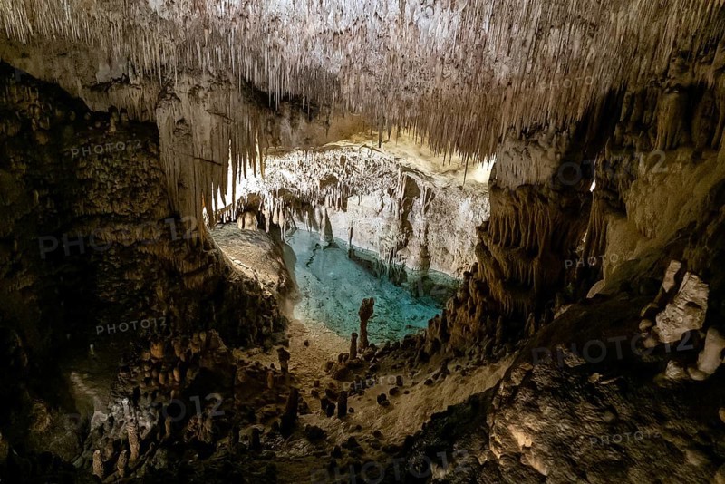 Porto Cristo, Spain, 23 January, 2024: view of the rock formations inside the Cuevas del Drach in eastern Majorca, Europe