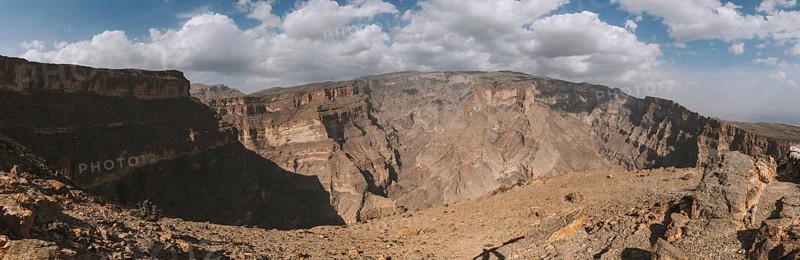 Panoramic view, Jebel Shams Canyon, Balcony Walk, Oman, Asia