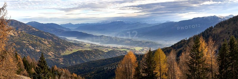 View from the Bergfriedhütte towards Lake Millstätter See, Carinthia, Austria, Europe