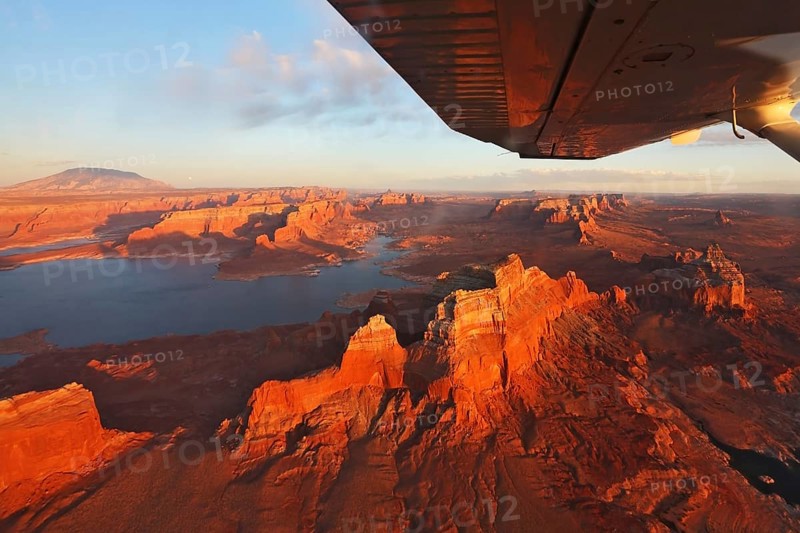 Magnificent lake Powell on a sunset photographed from the plane