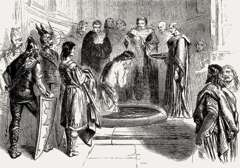 Baptism of Clovis by Saint Remigius, cathedral of Reims, 496, Clovis, Chlodovechus, Chlodwig I., Chlodowech, 466-511, King of the Franks of the Merovingian dynasty