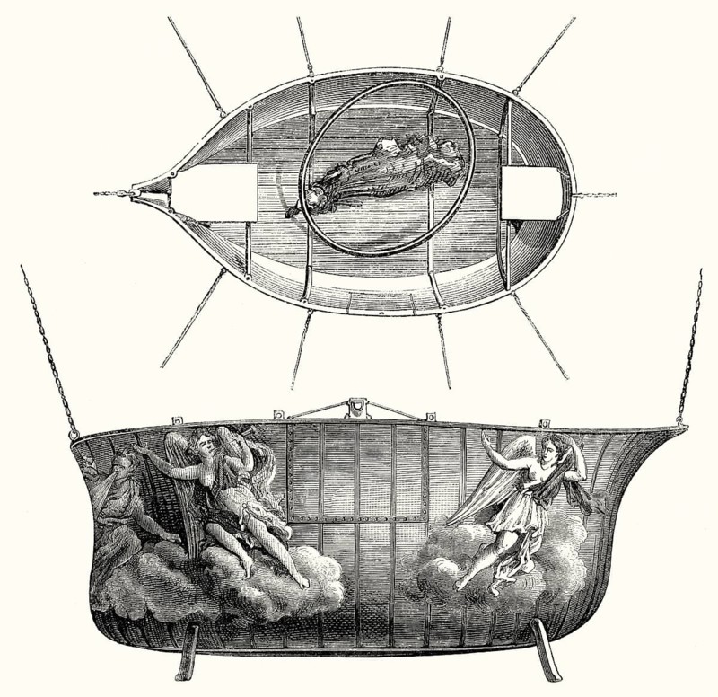Balloon basket by Jean-Pierre Blanchard, French pioneer in balloon flight, 19th century