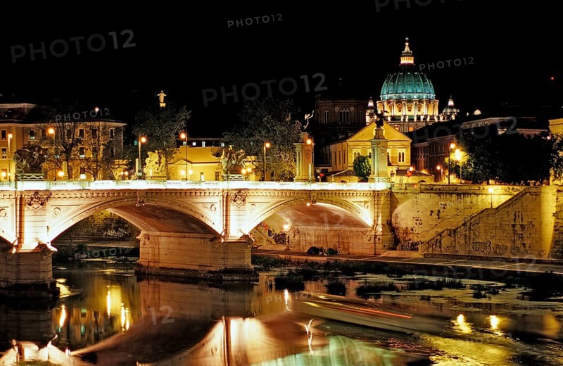 Victor Emmanuel II Bridge with St Peter's Church, Italy, Rome, Vatican City, Europe