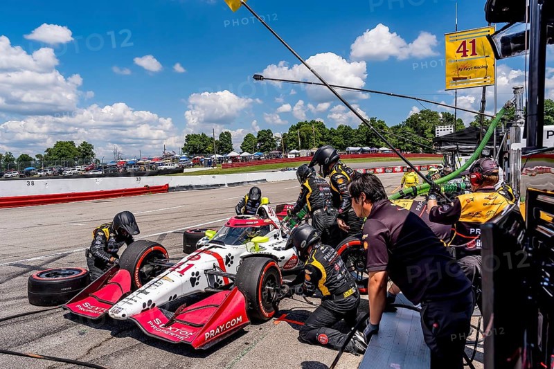 STING RAY ROBB (41) of Payette, Idaho comes down pit road for service during the Honda Indy 200 at Mid-Ohio Sports Car Course in Lexington, OH