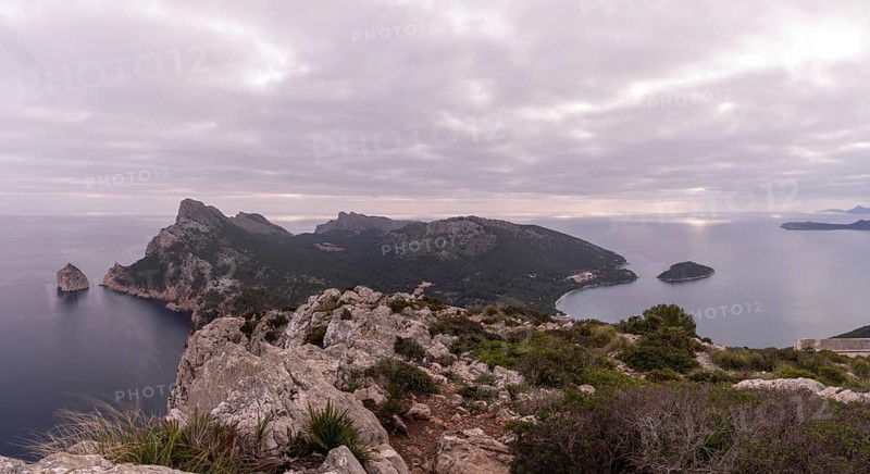 A panorama view of Cap de Formentor in northwestern Majorca at sunrise
