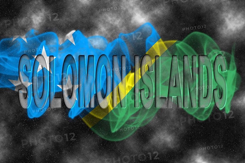 Solomon Islands Flag with Starry Background Smoke Effect