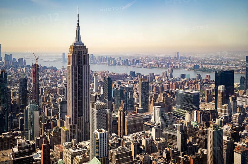Aerial view of the Empire State Building and cityscape of New York, US