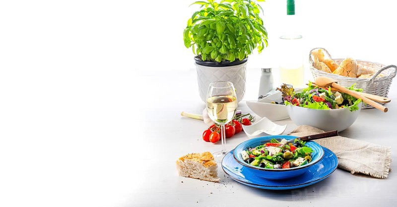 Rustic Greek salad with feta cheese