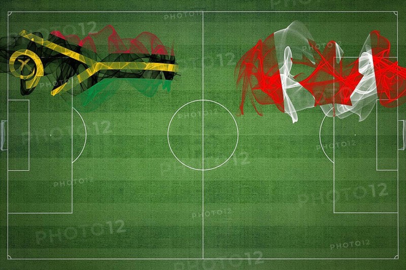 Vanuatu vs Canada Soccer Match, national colors, national flags, soccer field, football game, Competition concept, Copy space