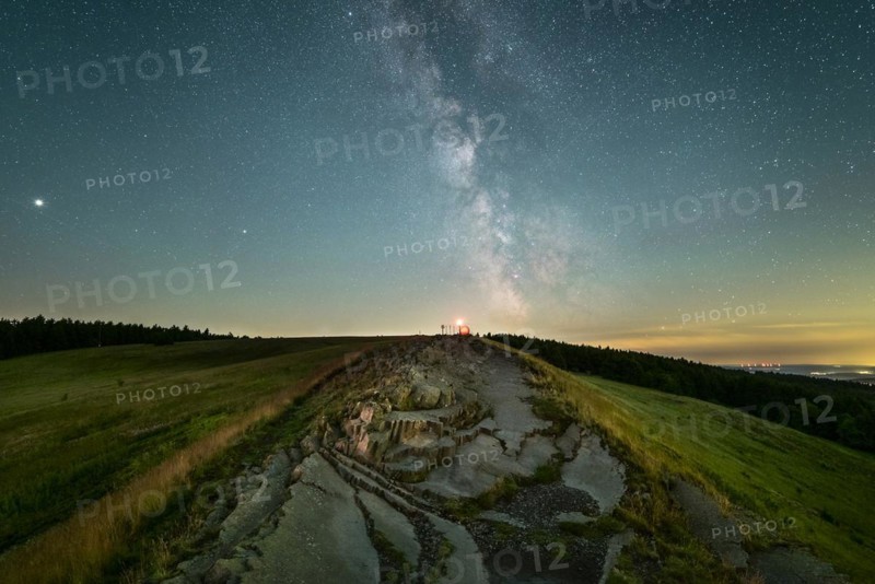 Wasserkuppe, Abtsrodaer Kuppe at night with Milky Way, Gersfeld, Rhön, Hesse, Germany, Europe