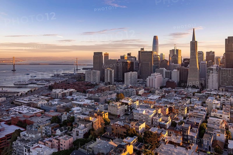 A picture of Downtown San Francisco at sunset