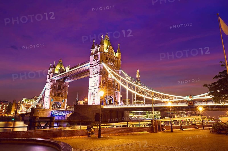 London Tower Bridge sunset on Thames river in England