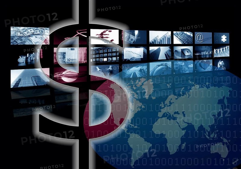 Dollar Business corporate image, multiple screen. American currency metaphor