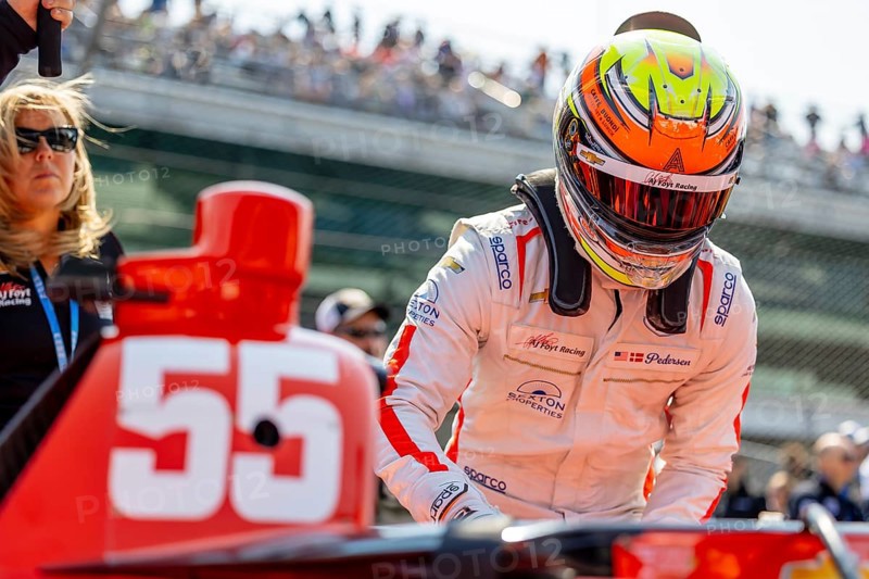 INDYCAR driver, BENJAMIN PEDERSEN (R) (55) of Copenhagen, Denmark and his AJ Foyt Racing Chevrolet team, prepare to qualify for the Indianapolis 500 at the Indianapolis Motor Speedway in Indianapolis, IN, USA, North America
