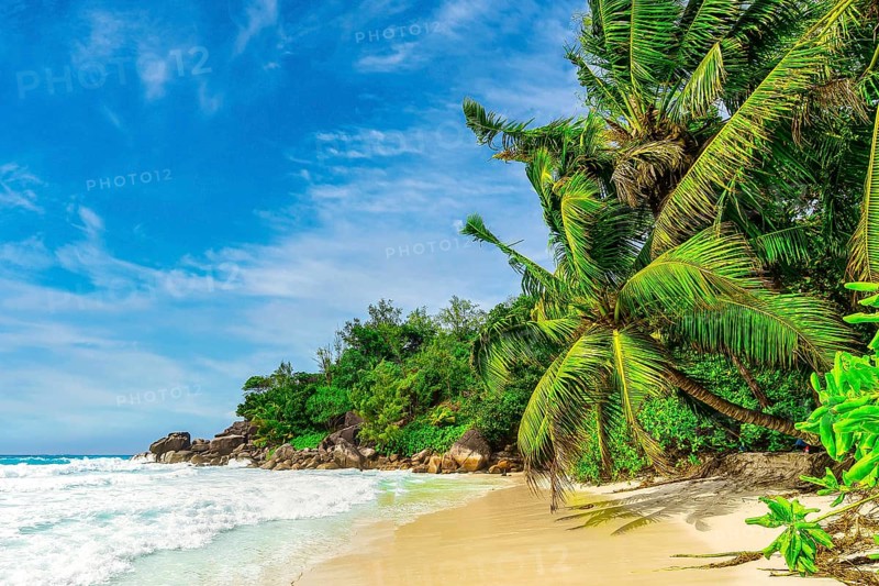 The Beach Anse Georgette at Praslin Island, Seychelles, Indian Ocean, Africa