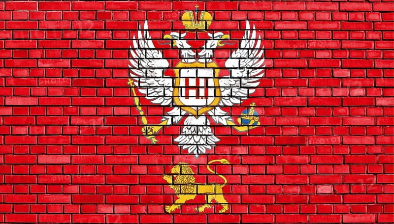 Flag of Principality of Montenegro painted on brick wall