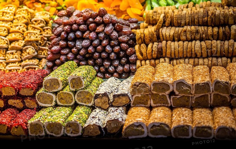 Load of traditional turkish delight lokum sugar coated soft candy