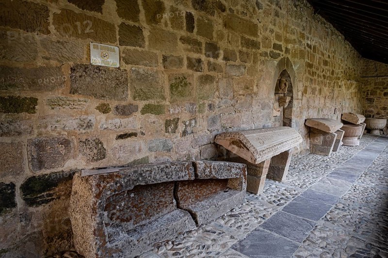 Medieval tombs, San Martín de Elines, Valderredible region, Cantabria, Spain, Europe