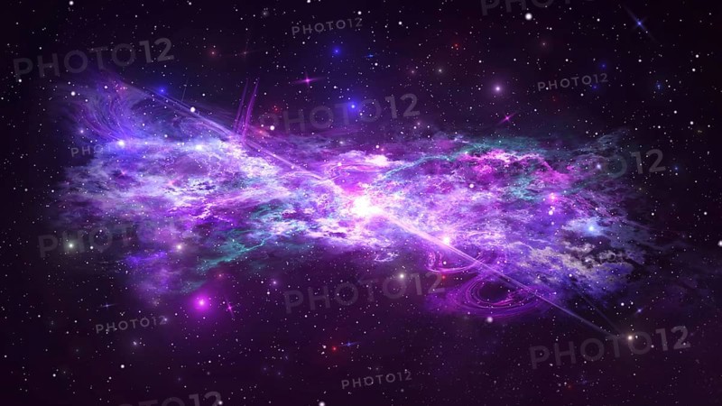 Universe with Galaxy, Stars and Colorful Nebula on Dark Starry Background