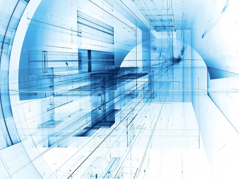 Futuristic white and blue tunnel or portal - abstract computer generated 3d illustration. Information technology or science fiction light background. For web design, banners, posters