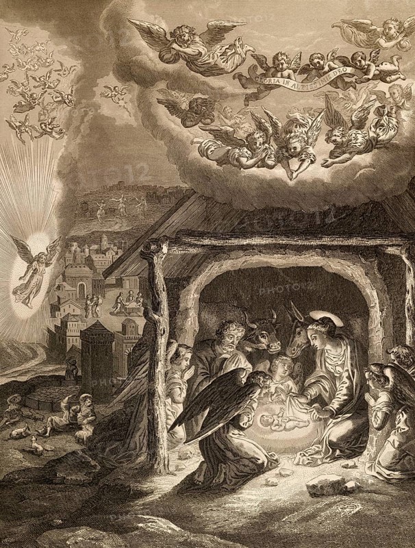 The Birth of Jesus Christ, 1853, Steel engraving digitally restored