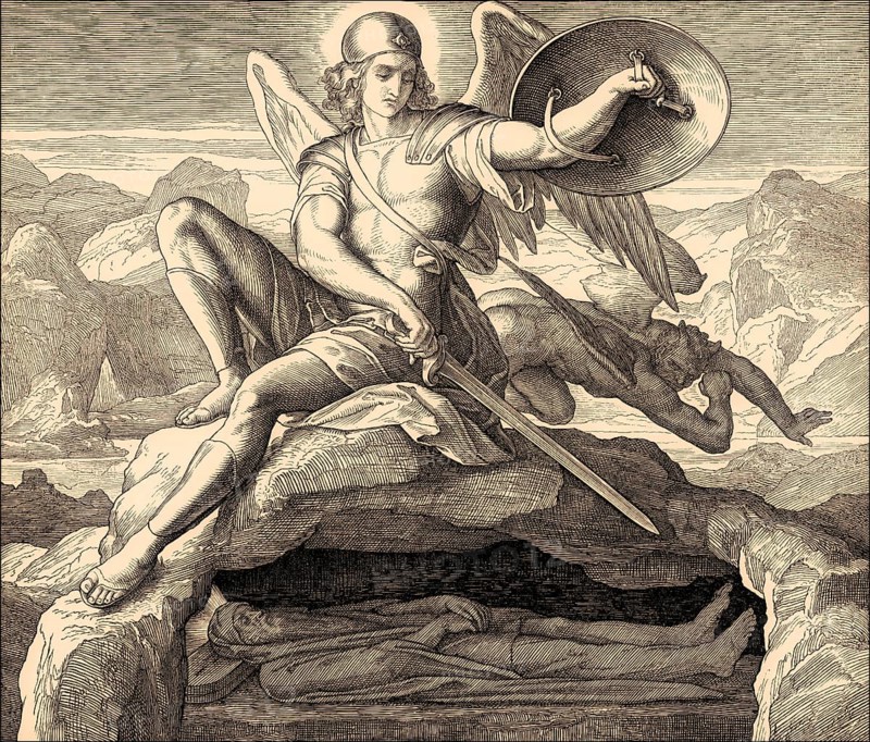 Burial of Moses, Old Testament, by Julius Schnorr von Carolsfeld, 1860