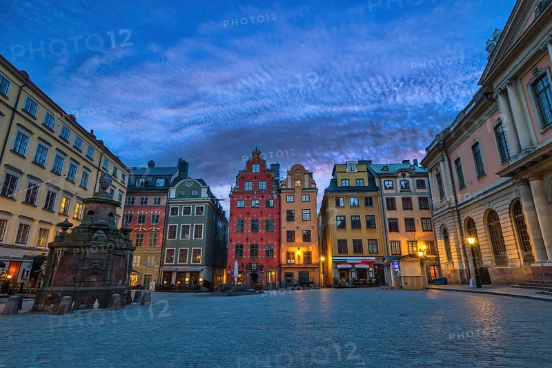 Stockholm Sweden, night city skyline at Gamla Stan old town and Stortorget town square
