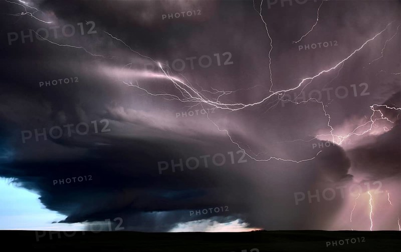 Lightning Storm Clouds Canada Saskatchewan Dramatic Summer