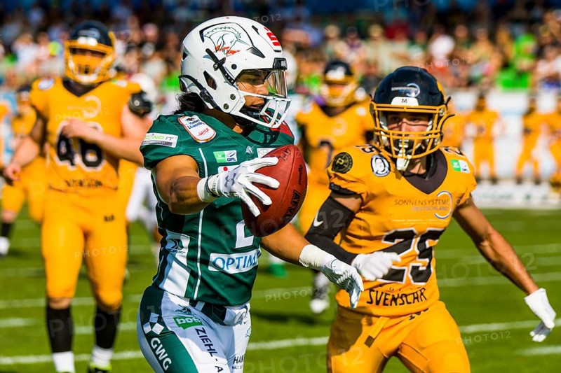 German Football League, Game: Schwäbisch Hall Unicorns, Munich Cowboys in the Optima Sportpark in Schwäbisch Hall Germany on 03. Aug. 2024