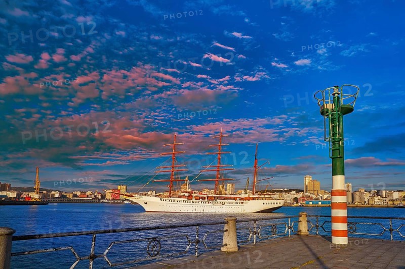 La Coruna Port sunrise in Galicia of Spain