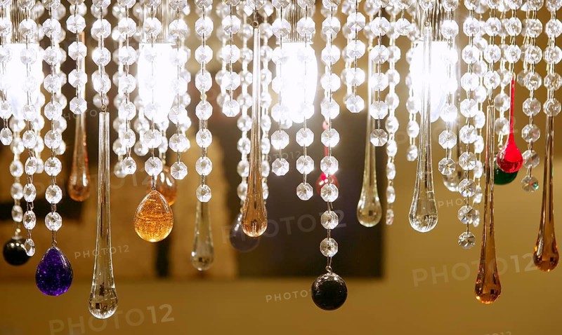 Colorful crystal strass lamp detail macro