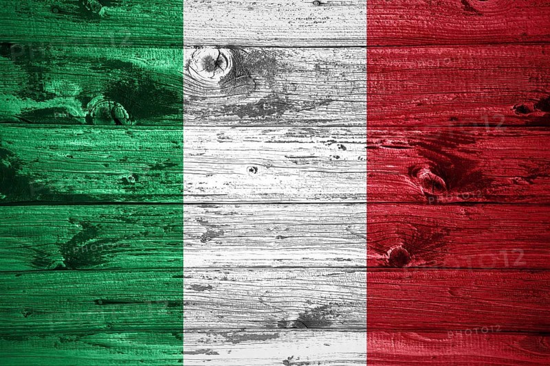 Italy flag on wooden planks background wood flag
