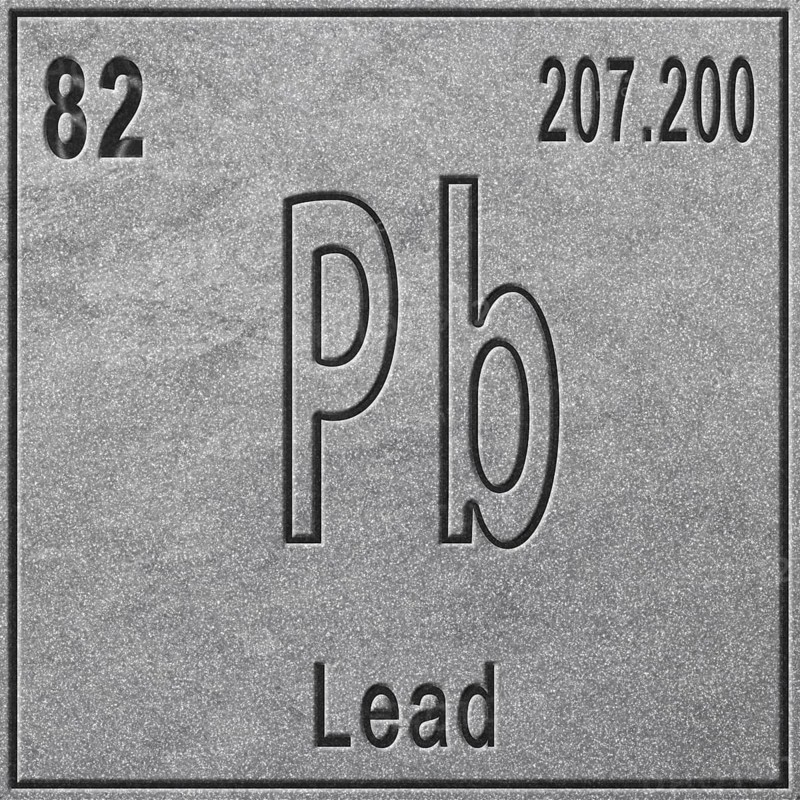 Lead chemical element, Sign with atomic number and atomic weight, Periodic Table Element, silver background