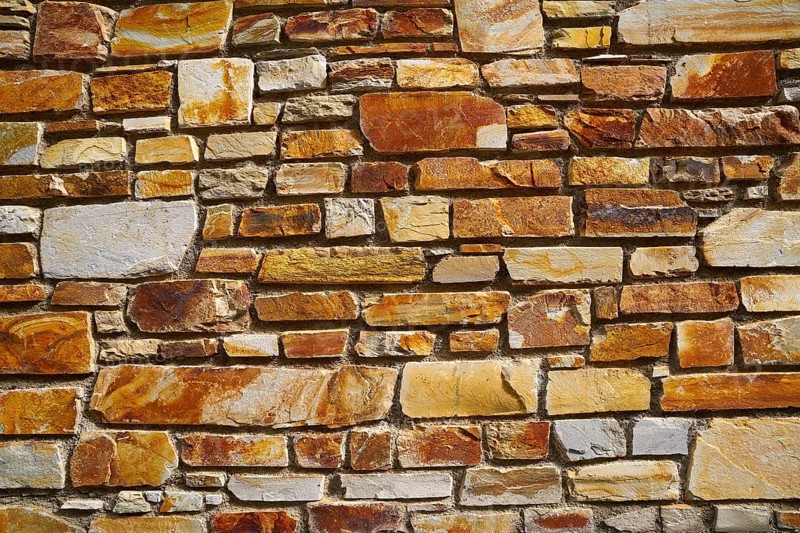 Slate stone masonry stone wall in Andorra Pyrenees