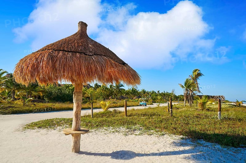 Holbox Island beach sunroof palapa in Quintana Roo of Mexico