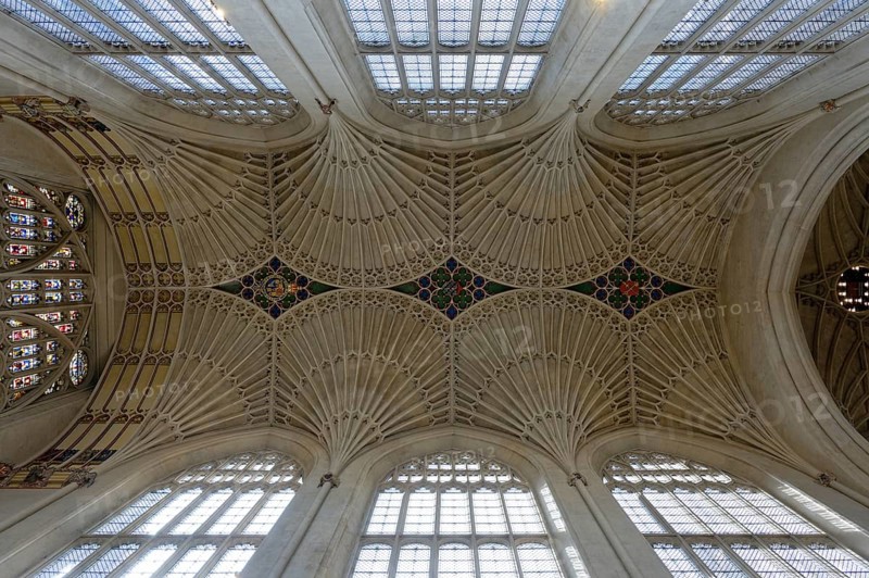 Interior view, ceiling, Bath Abbey, Bath, England, Great Britain