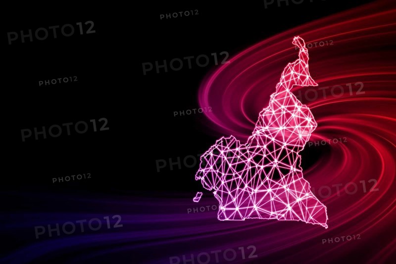 Map of Cameroon, Polygonal mesh line map, modern map
