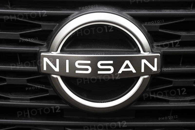WETZLAR, Germany 2022-04-23: Nissan logo on a car. Nissan is a Japanese multinational automobile manufacturer
