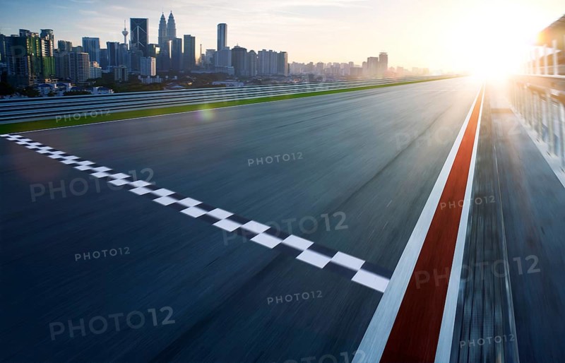 Motion blurred racetrack, cold mood