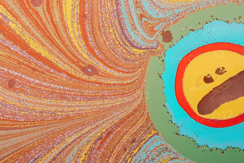 Abstract art of Ebru marbling techniques on water paint