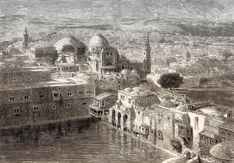 The Church of the Holy Sepulchre, Hezekiah's Pool, Old City of Jerusalem, 19th century