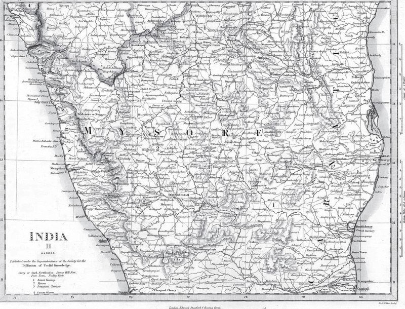 A map of India II, Madras now Chennai, Tamil Nadu, India, Asia