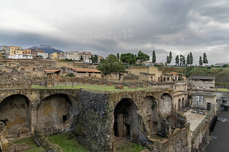 Ercolano, Italy, 25 November, 2023: view of the excavated ancient Roman city of Herculaneum near Napoli, Europe
